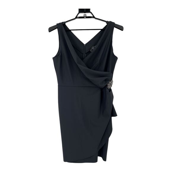 Alex Evenings dress side ruched cocktail navy blue size 16 - Picture 1 of 6
